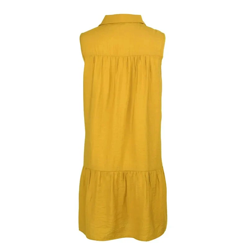 Turn-Down Collar Office Lady Cotton Shirt Dress Single-Breasted Sleeveless Summer Dress Women Loose Casual A-Line Spring Vestido - Image 4