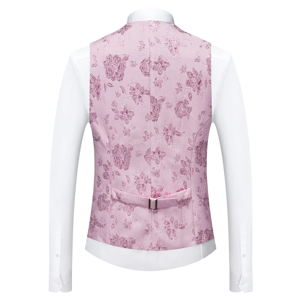 Tuxedo Suits for Men 3 Piece Regular Fit Suit Floral Pattern Blazer Jacket Waistcoat Pants Men Suit Set for Wedding Baby Pink - Image 5