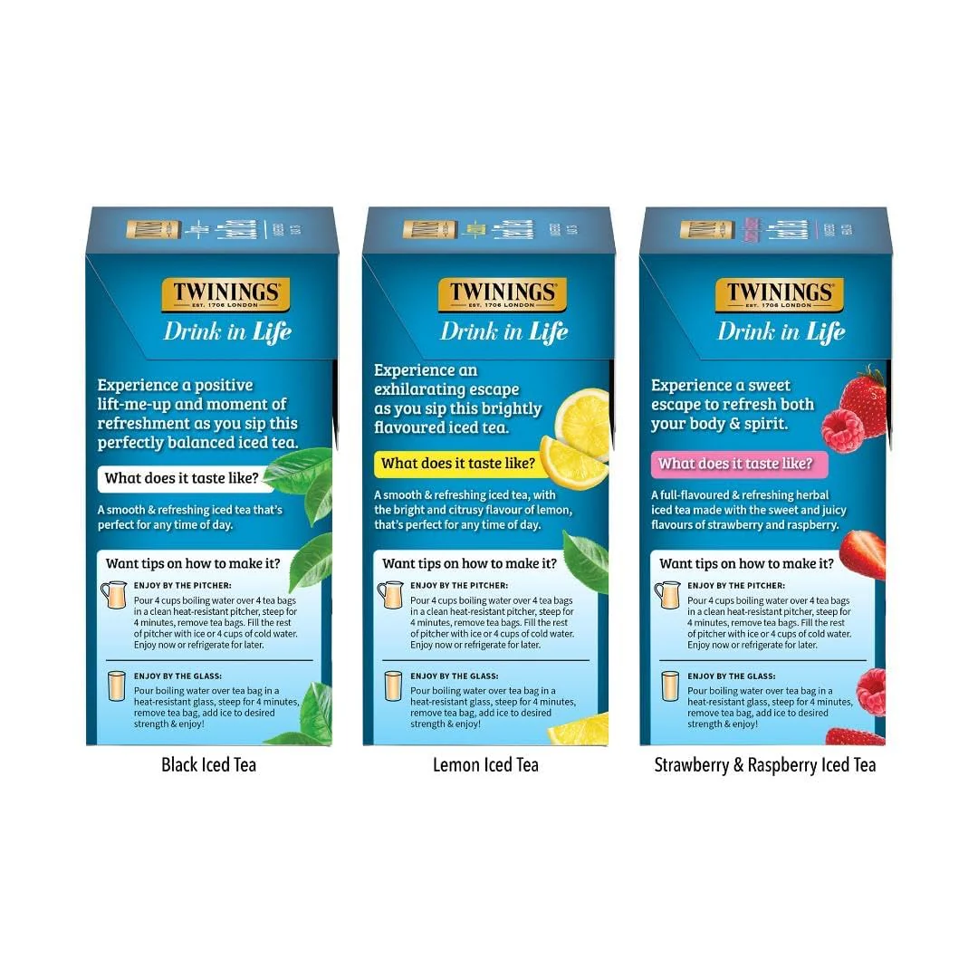 Twinings Iced Tea 3 Pack Variety Bundle (Black, Lemon Black, and Strawberry & Raspberry) 72 Count (Pack of 3), Makes 36 Pitchers or 432 Servings, Unsweetened, Caffeinated - Image 4