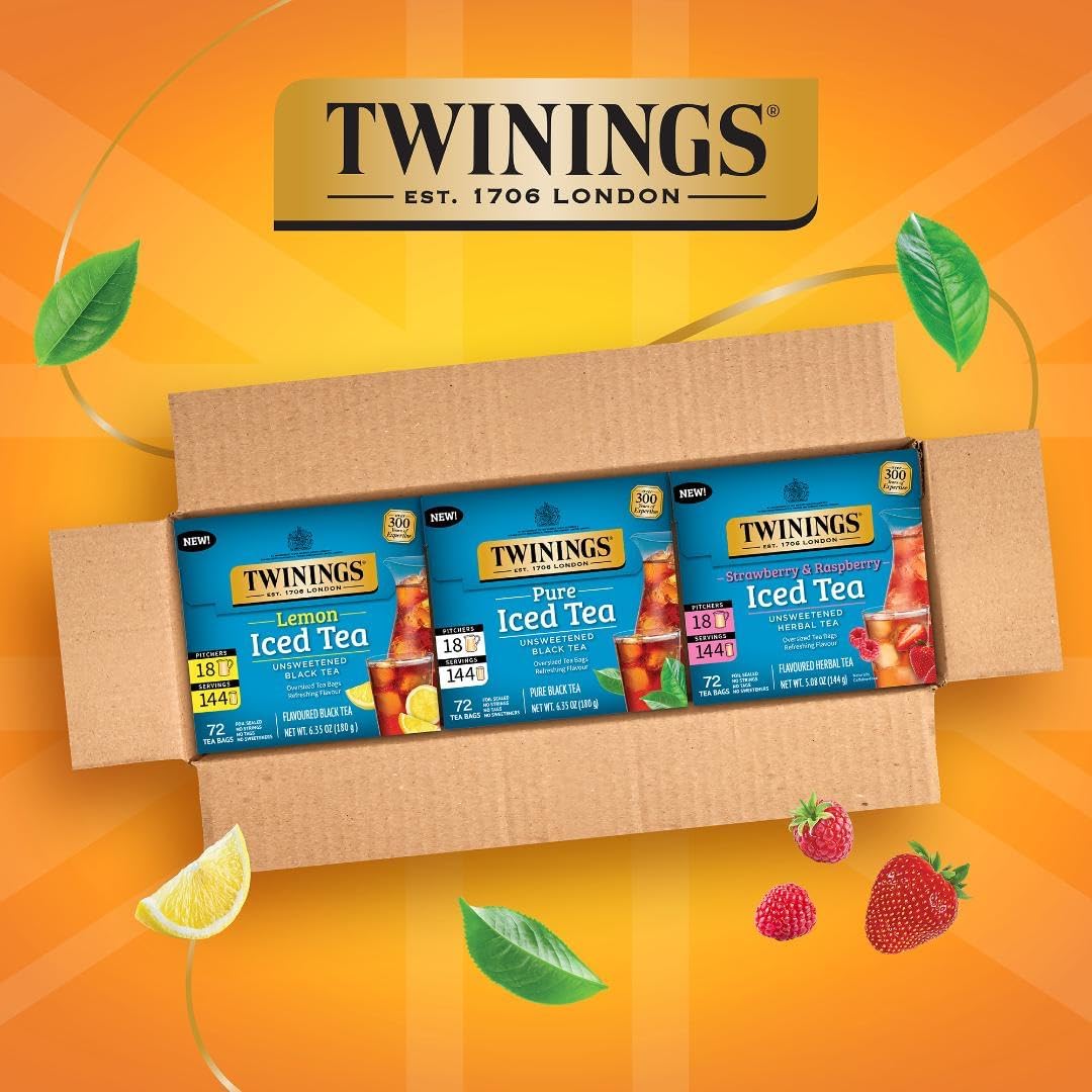 Twinings Iced Tea 3 Pack Variety Bundle (Black, Lemon Black, and Strawberry & Raspberry) 72 Count (Pack of 3), Makes 36 Pitchers or 432 Servings, Unsweetened, Caffeinated - Image 5
