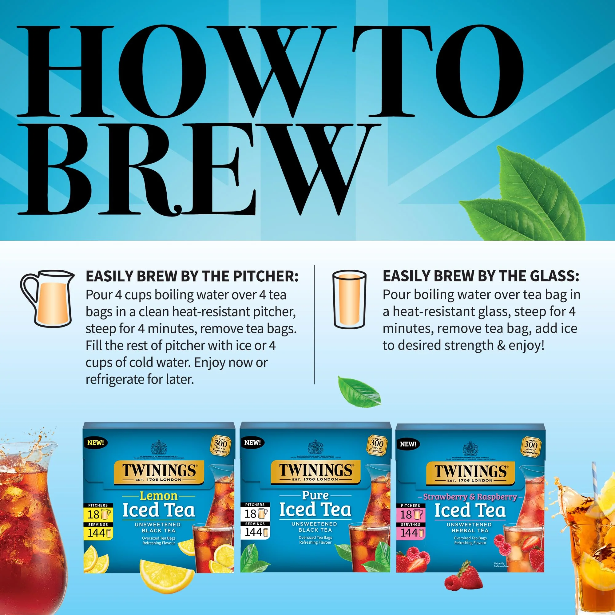Twinings Iced Tea 3 Pack Variety Bundle (Black, Lemon Black, and Strawberry & Raspberry) 72 Count (Pack of 3), Makes 36 Pitchers or 432 Servings, Unsweetened, Caffeinated - Image 6