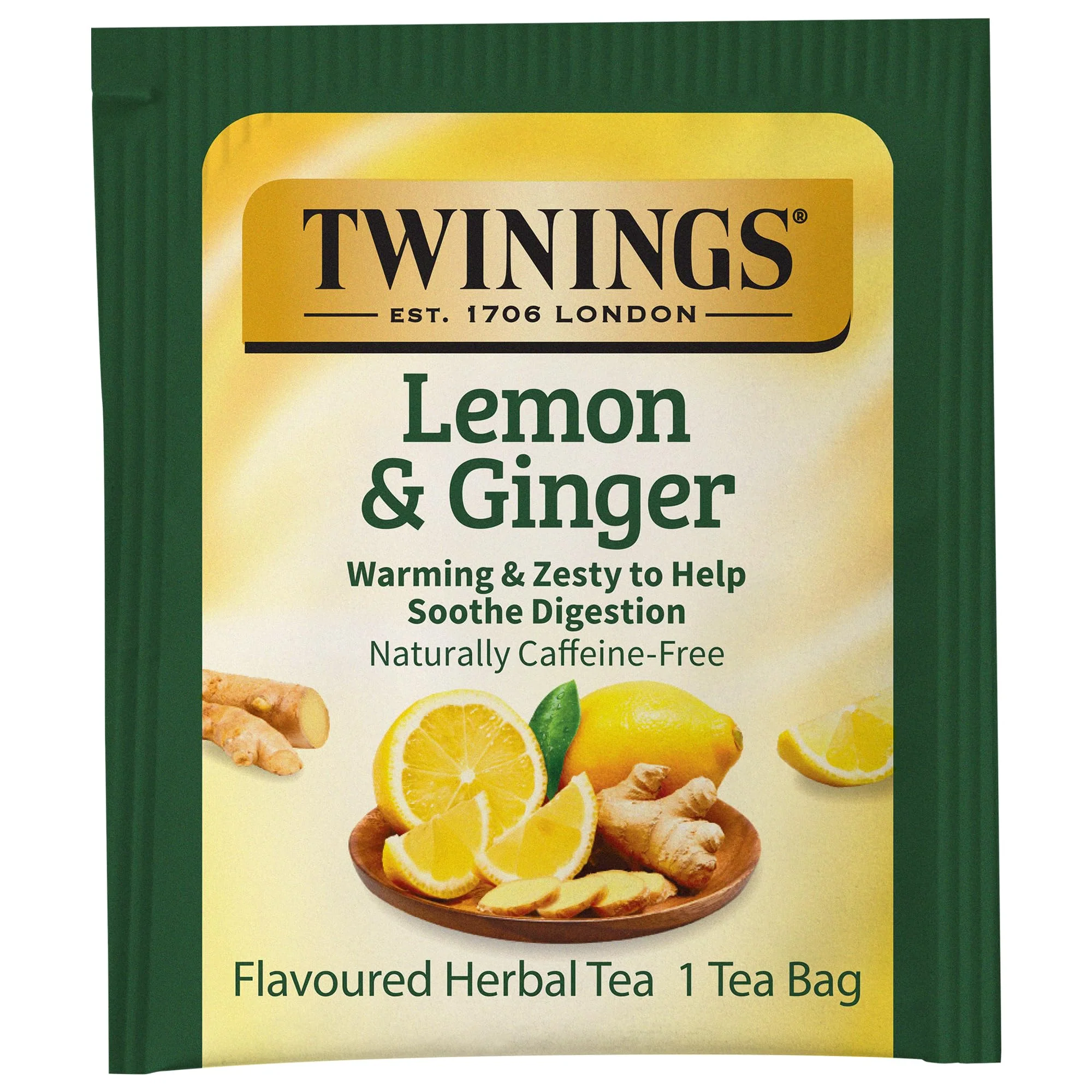 Twinings Lemon & Ginger Herbal Tea, 50 Count (Pack of 6), Individually Wrapped Bags, Tangy Lemon & Spicy Ginger, Decaffeinated, Enjoy Hot or Iced - Image 5