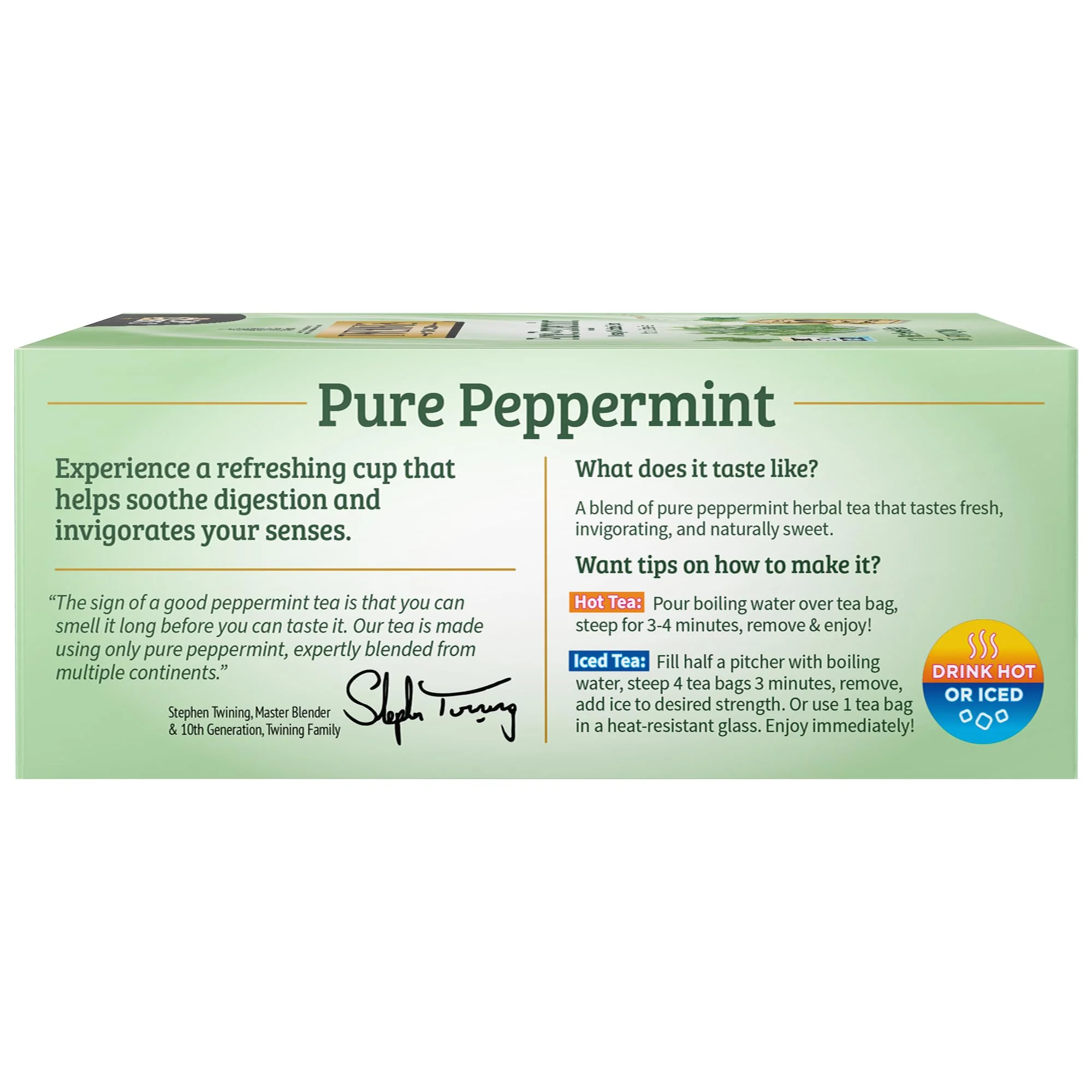 Twinings Pure Peppermint, 100 Individually Wrapped Tea Bags, Fresh Minty Flavour, Naturally Caffeine Free, Enjoy Hot or Iced - Image 3