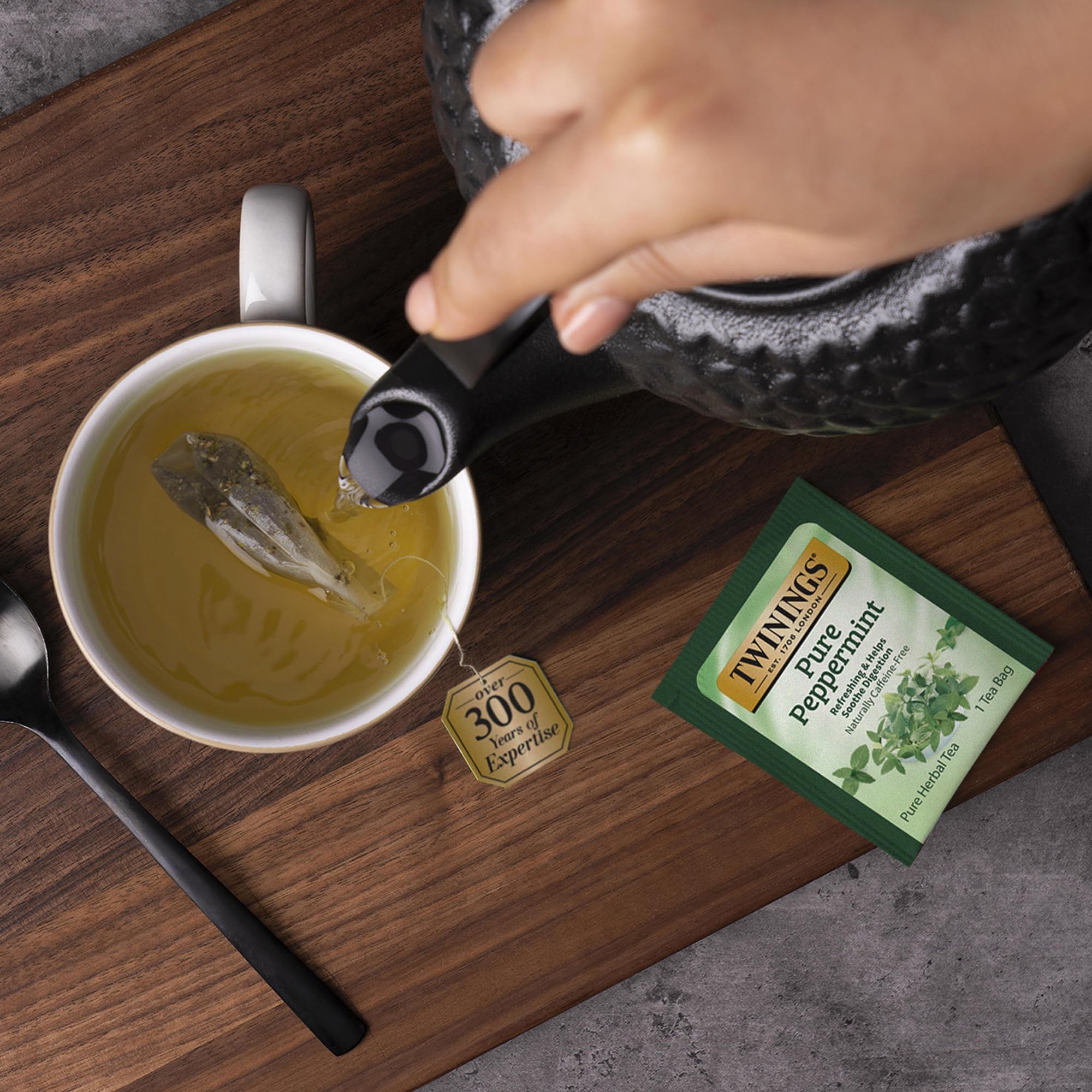 Twinings Pure Peppermint, 100 Individually Wrapped Tea Bags, Fresh Minty Flavour, Naturally Caffeine Free, Enjoy Hot or Iced - Image 4