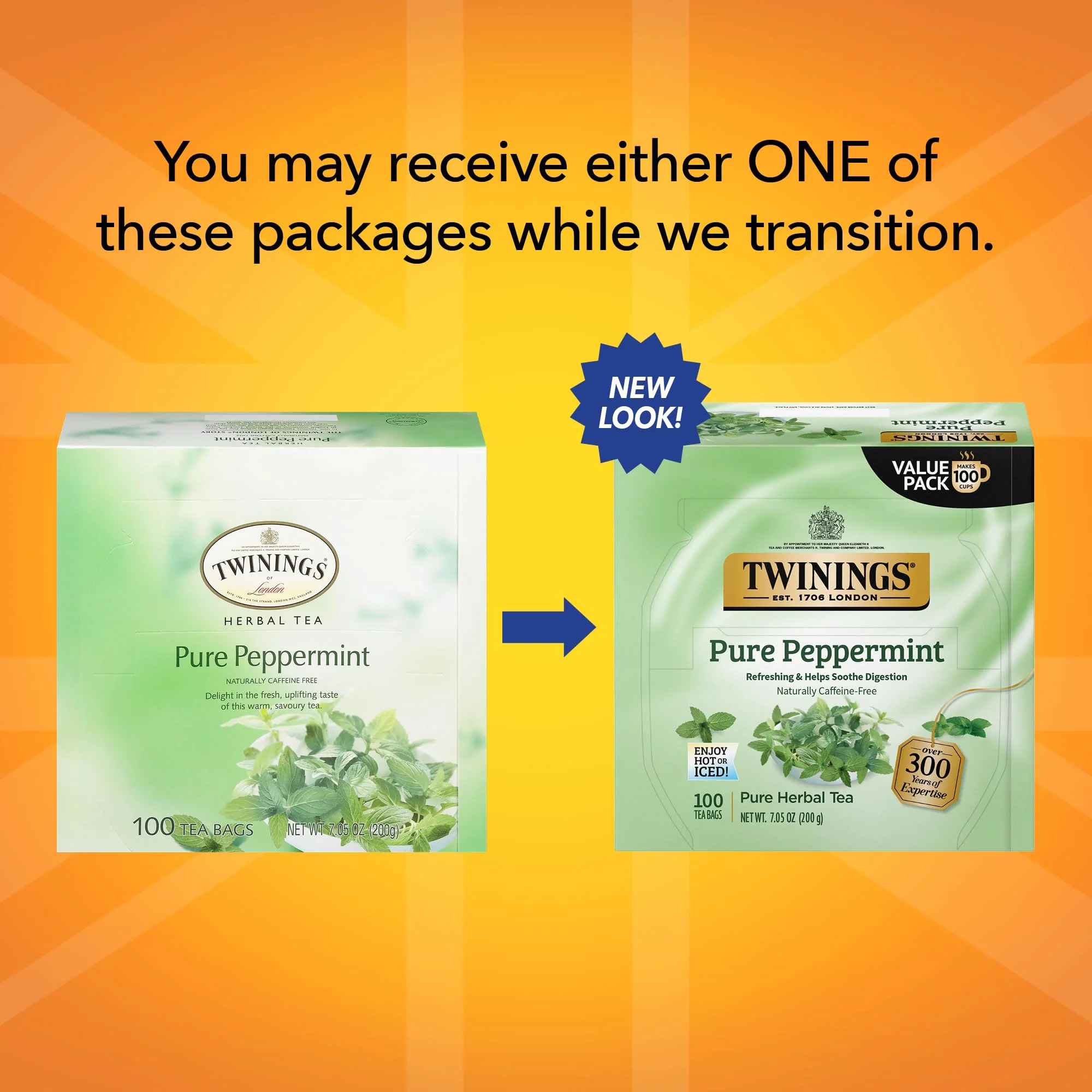 Twinings Pure Peppermint, 100 Individually Wrapped Tea Bags, Fresh Minty Flavour, Naturally Caffeine Free, Enjoy Hot or Iced - Image 6