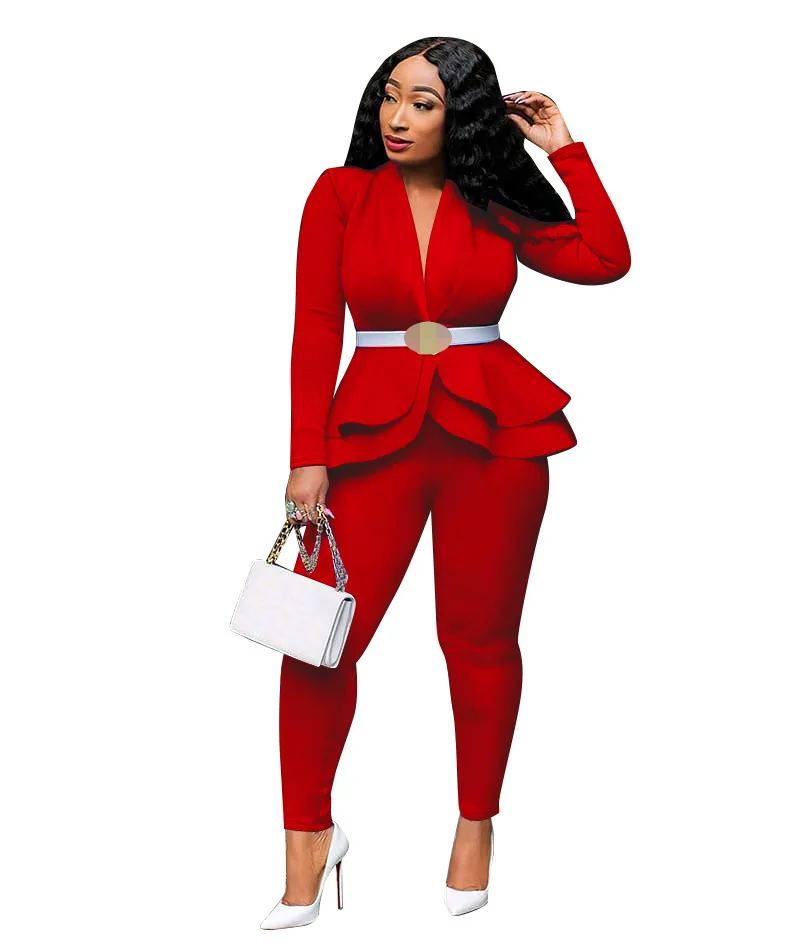 two piece set women office female 2 piece set for women long sleeve suit pants two pieces sets winter women's suits - Image 12
