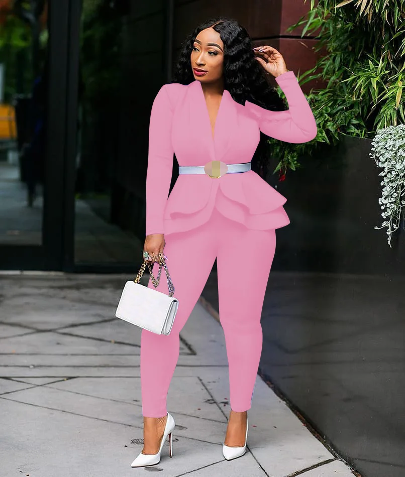 two piece set women office female 2 piece set for women long sleeve suit pants two pieces sets winter women's suits - Image 14