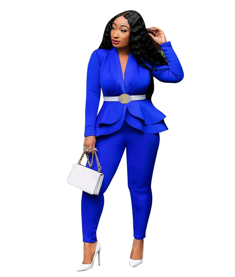 two piece set women office female 2 piece set for women long sleeve suit pants two pieces sets winter women's suits - Image 2