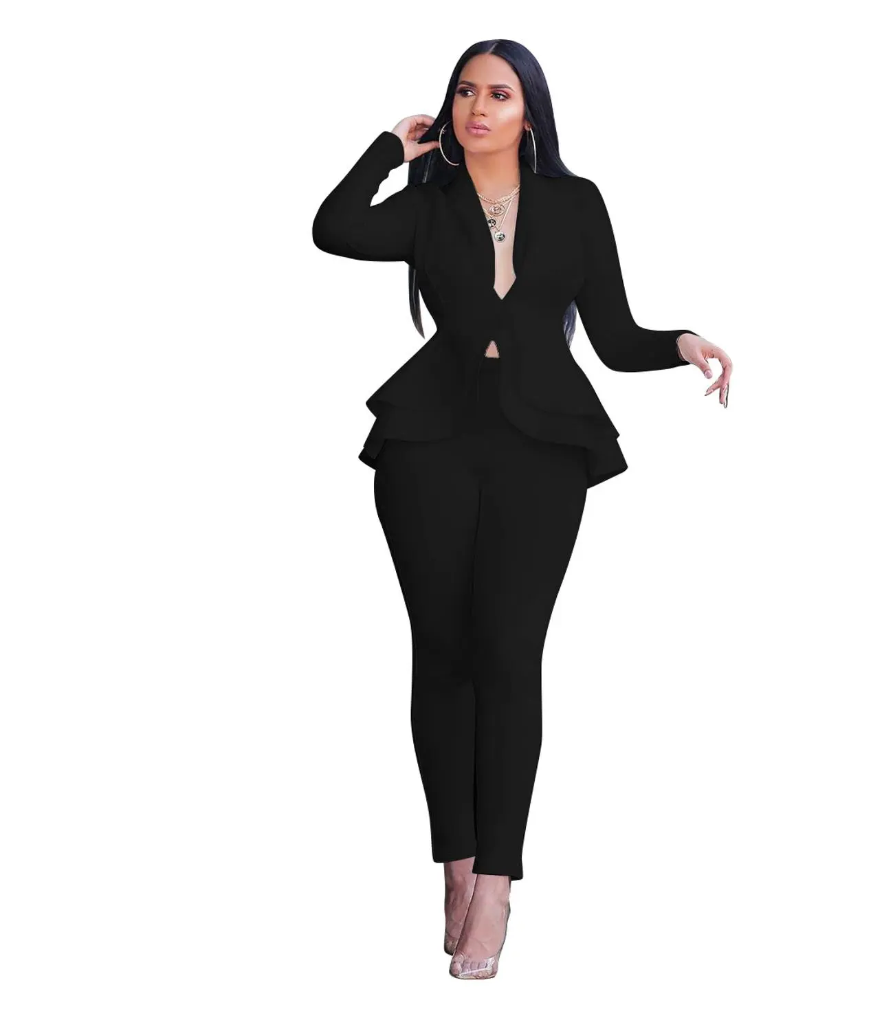 two piece set women office female 2 piece set for women long sleeve suit pants two pieces sets winter women's suits - Image 9