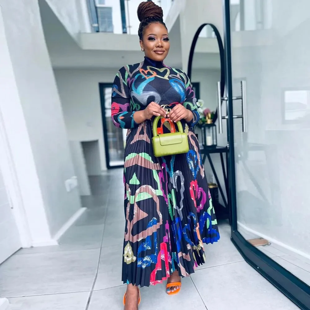 Two Piece Set Women Tops And Pleated Skirt Suit Clothing African Dashiki Wedding Party Traditional Robe Ankara Outfits Kaftan - Image 3