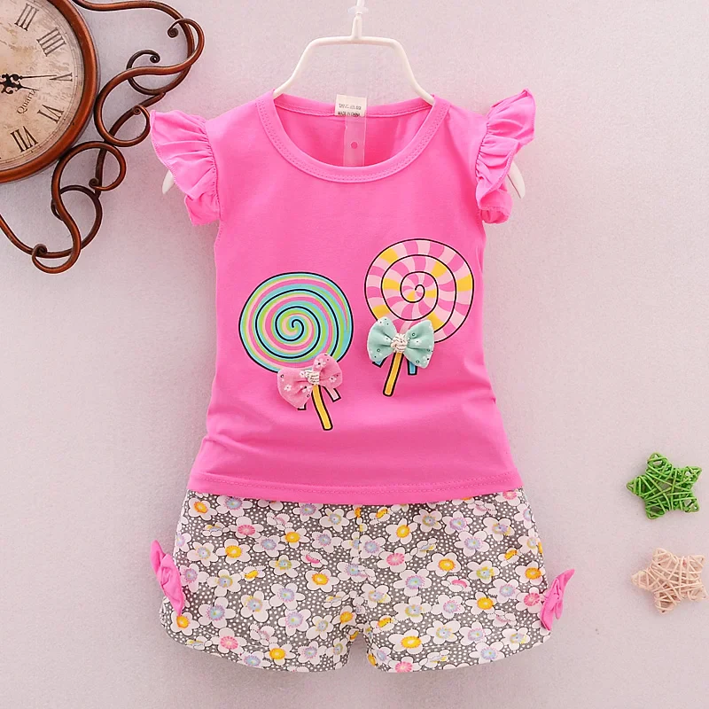 Two Pieces Cotton Girls Clothing Sets Summer Vest Sleeveless Children Sets Fashion Girls Clothes Suit Casual Floral Outfits 1-5T - Image 2