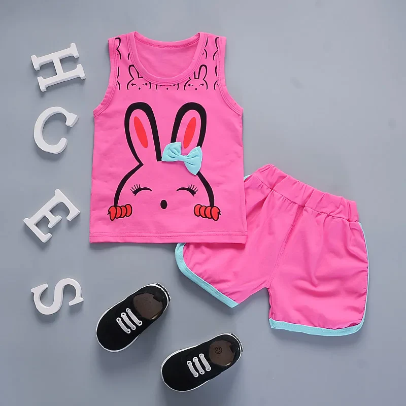 Two Pieces Cotton Girls Clothing Sets Summer Vest Sleeveless Children Sets Fashion Girls Clothes Suit Casual Floral Outfits 1-5T - Image 3