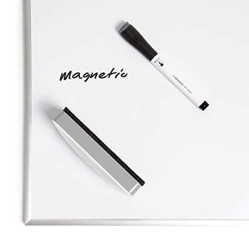U Brands Side Magnetic Dry Erase Board Eraser, Thick Felt Bottom Surface, 2 x 5 x 1 Inches, White - Image 2