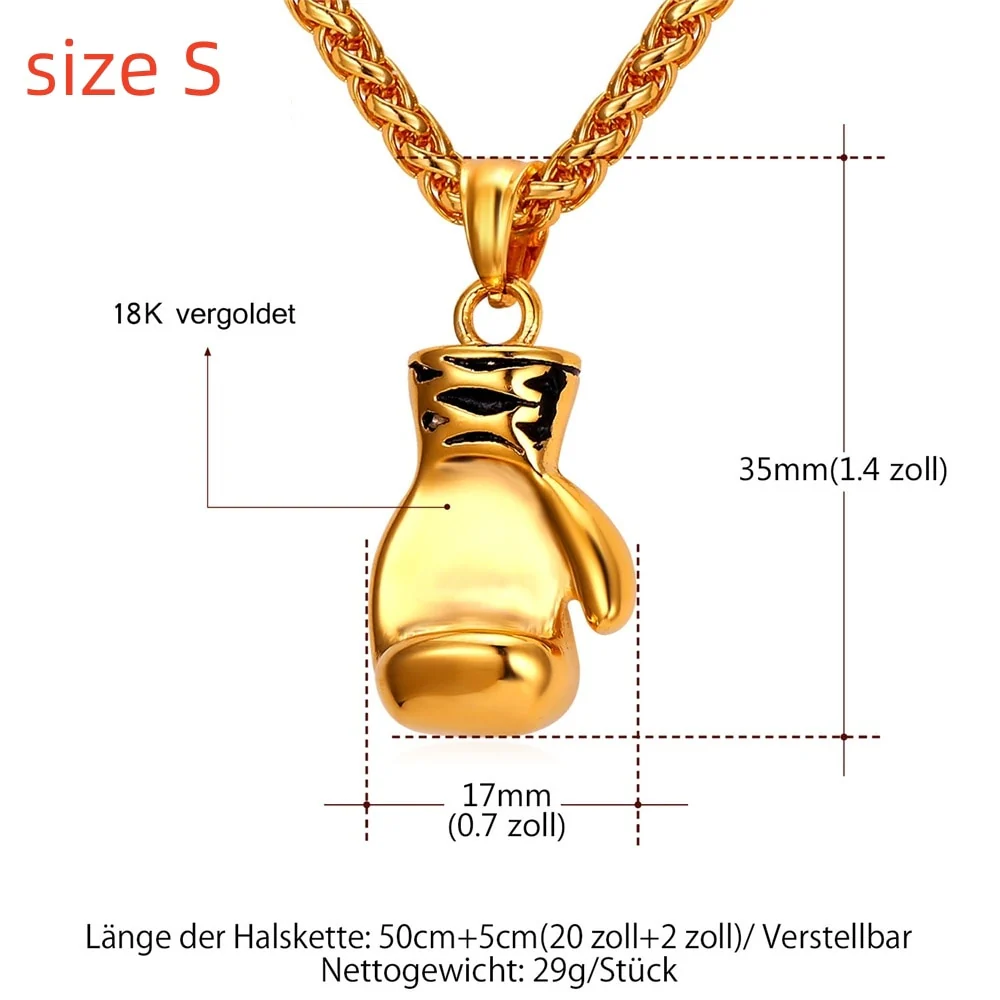 U7  Boxing Necklace for Man 24" Wheat Link Chain Gloves Stainless Steel Sport GYM Fitness Fighting Pendant Sporty Punk Jewelry - Image 4