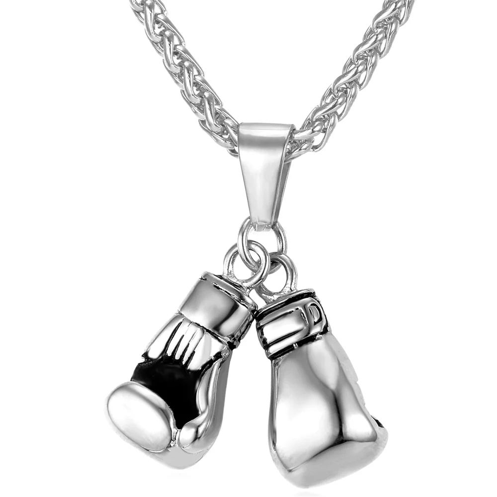 U7  Boxing Necklace for Man 24" Wheat Link Chain Gloves Stainless Steel Sport GYM Fitness Fighting Pendant Sporty Punk Jewelry - Image 6