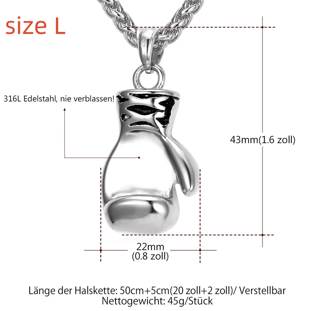 U7  Boxing Necklace for Man 24" Wheat Link Chain Gloves Stainless Steel Sport GYM Fitness Fighting Pendant Sporty Punk Jewelry - Image 8