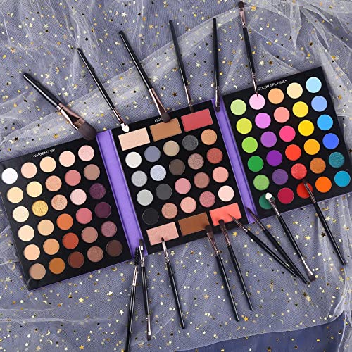 UCANBE Eyeshadow Palette with 15Pcs Brushes Makeup Set, Pigmented 86 Colors Make Up Sets Valentine's Day Gift, Matte Shimmer Glitter Eye Shadow Pallet Highlighter Contour Blush Powder Brush Beauty Kit - Image 3