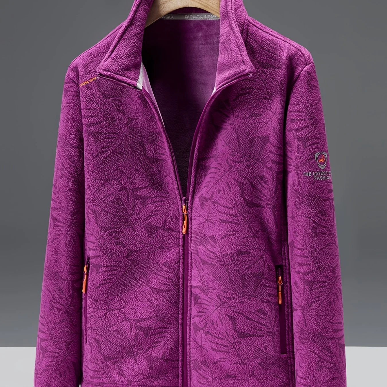 Ultra-Durable Windproof Plant Print Fleece Jacket - Perfect for Adventure Seekers with Stylish Nature-Inspired Design - Image 14