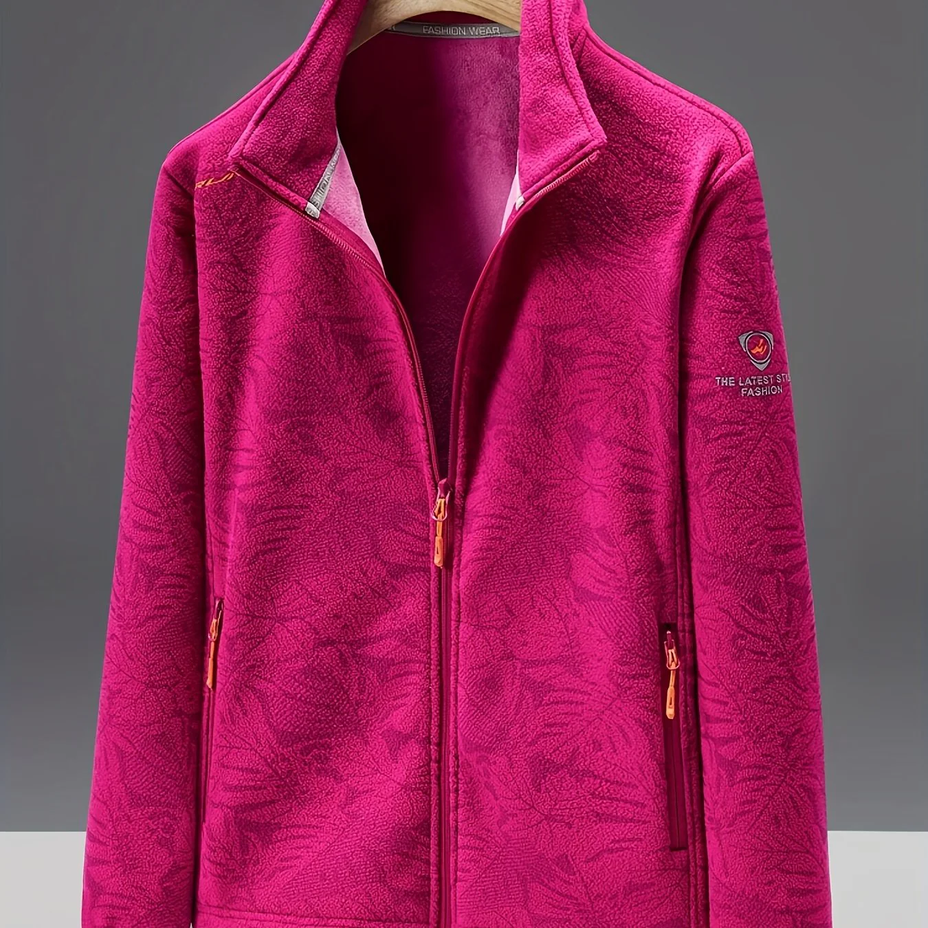 Ultra-Durable Windproof Plant Print Fleece Jacket - Perfect for Adventure Seekers with Stylish Nature-Inspired Design - Image 15