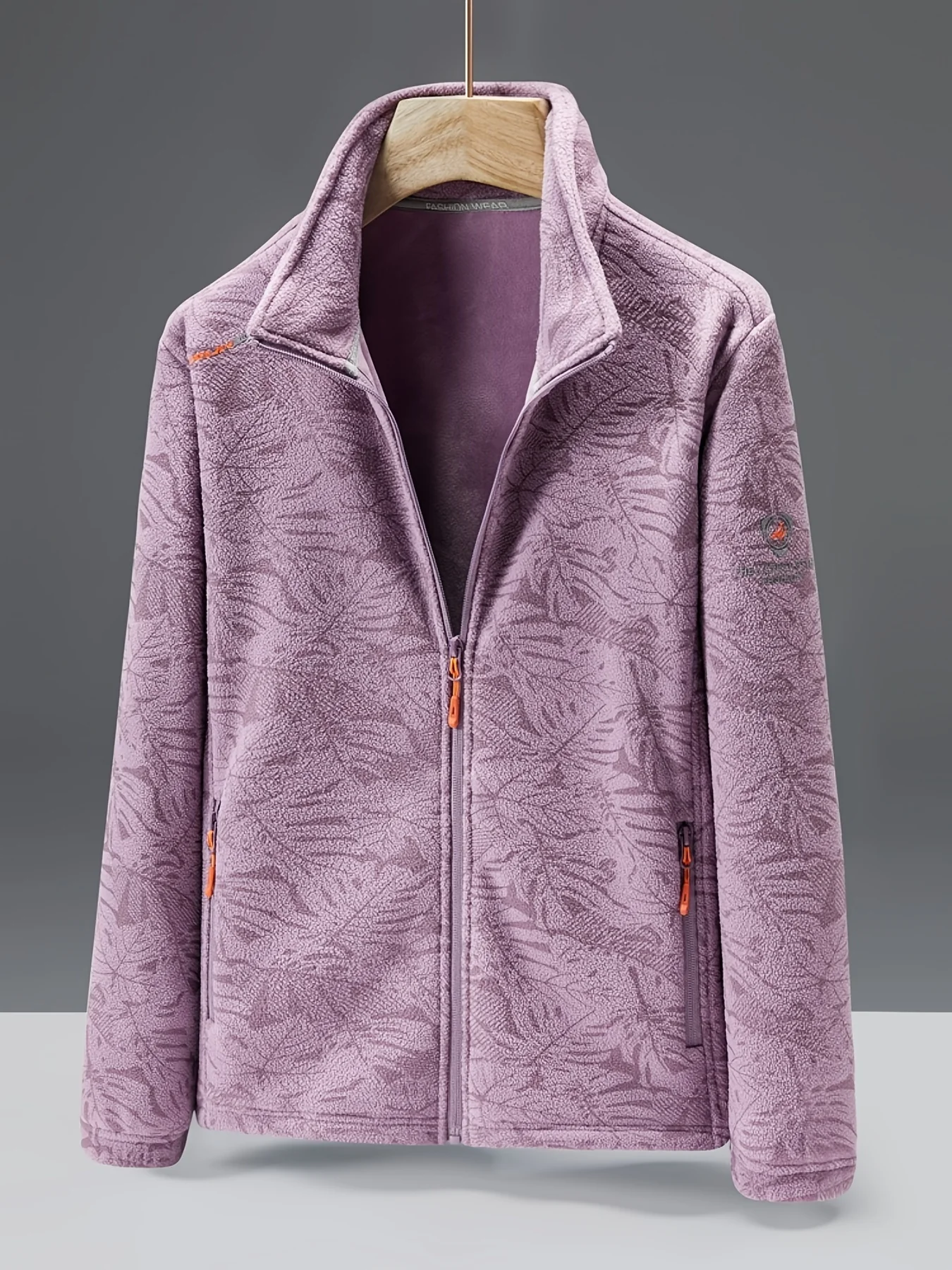 Ultra-Durable Windproof Plant Print Fleece Jacket - Perfect for Adventure Seekers with Stylish Nature-Inspired Design - Image 4