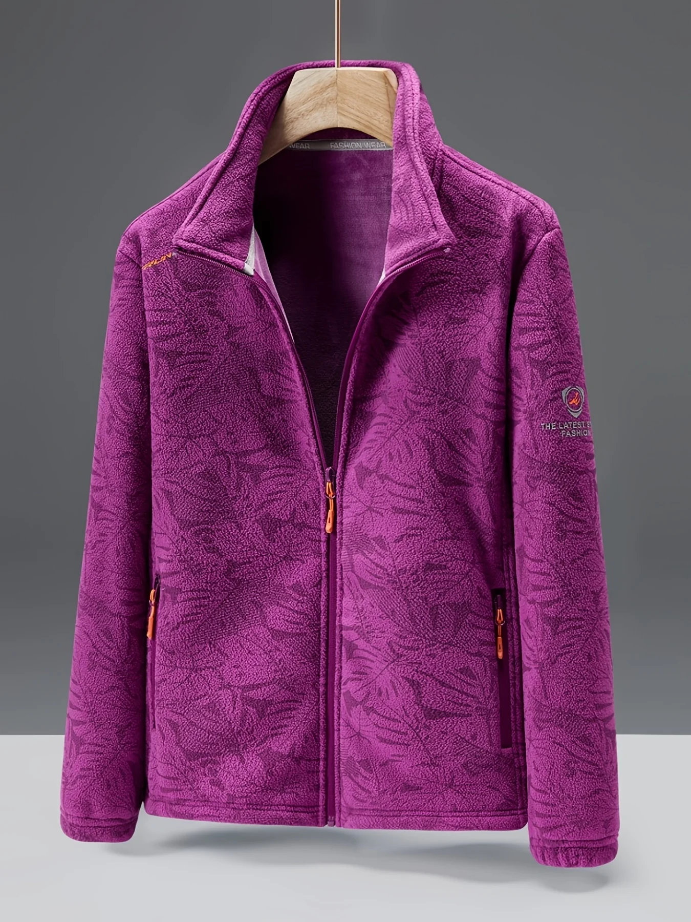 Ultra-Durable Windproof Plant Print Fleece Jacket - Perfect for Adventure Seekers with Stylish Nature-Inspired Design - Image 5