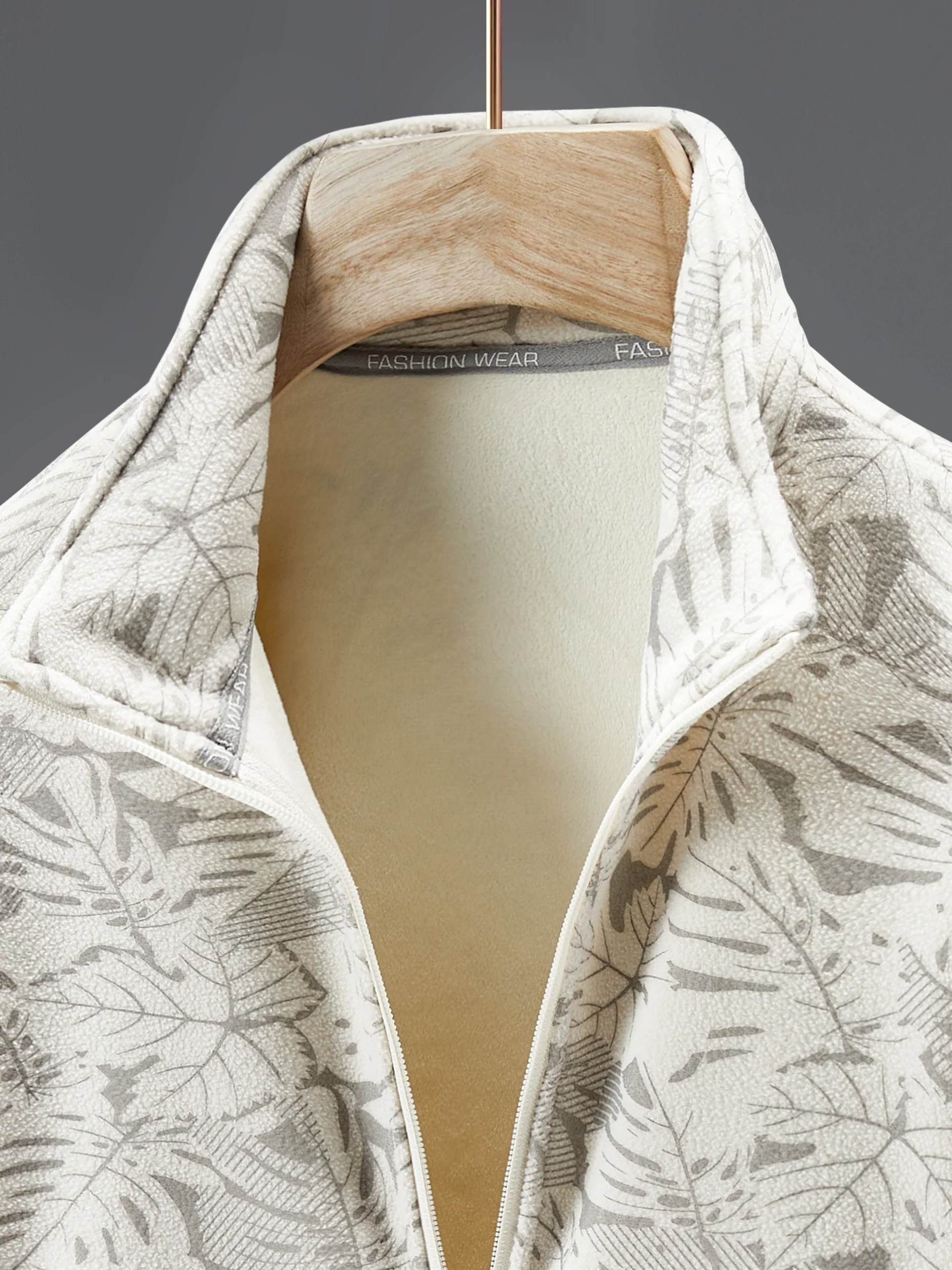 Ultra-Durable Windproof Plant Print Fleece Jacket - Perfect for Adventure Seekers with Stylish Nature-Inspired Design - Image 6
