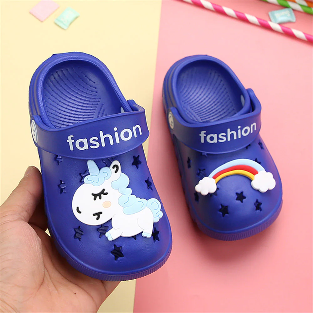 Unicorn Slippers for Boy Girl Rainbow Shoes 2019 Summer Toddler Animal Kids Outdoor Baby Slippers PVC Cartoon Kids Slippers - Image 5