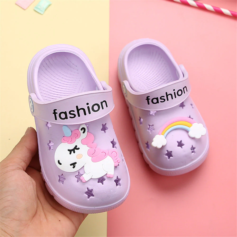 Unicorn Slippers for Boy Girl Rainbow Shoes 2019 Summer Toddler Animal Kids Outdoor Baby Slippers PVC Cartoon Kids Slippers - Image 9