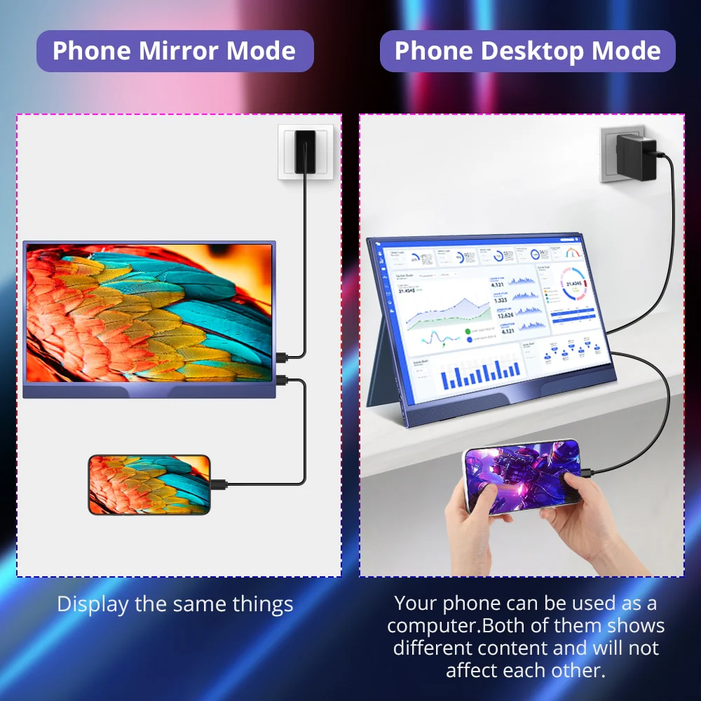 UPERFECT 15.6inch USB C HDMI 1920*1080P HDR Monitor With Ultra Thin Portable Screen Gaming Display For PS4 XBOX Switch Cellphone - Image 5