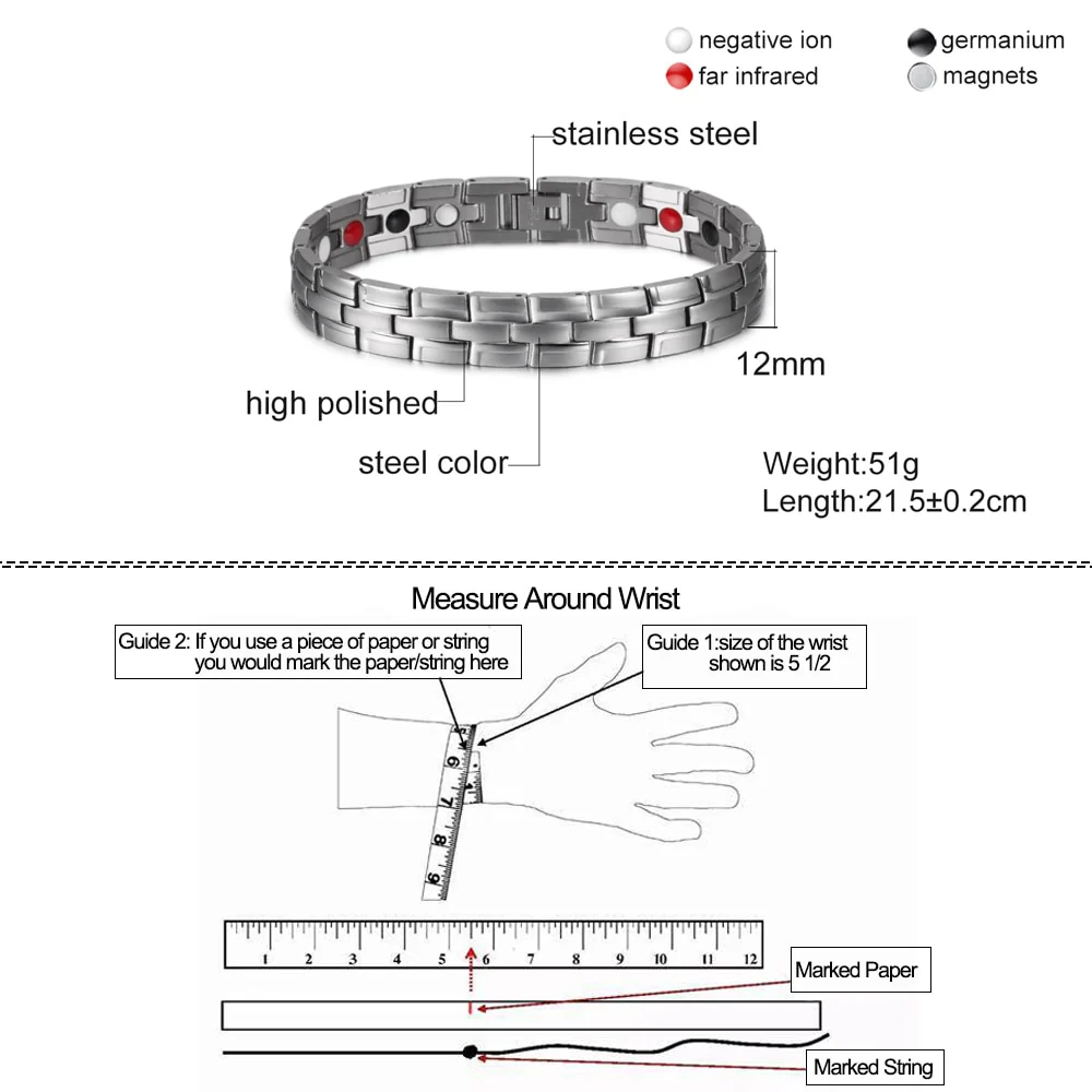 US Warehouse Magnetic Bracelets Male Link Black Wristband Magnetic Therapy Benefits Health Energy Stainless Jewelry Dropshipping - Image 5