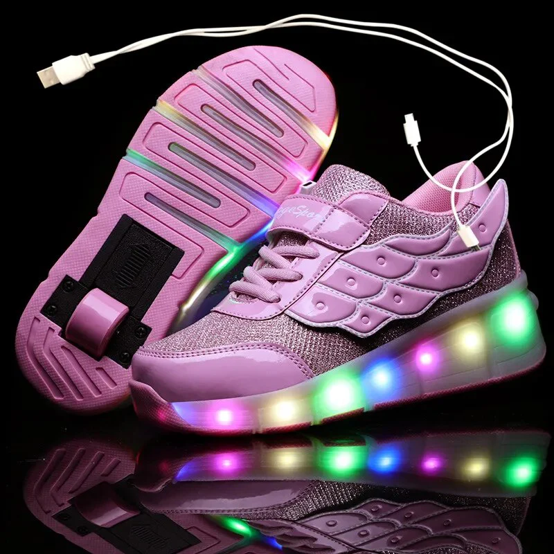 USB Charging Children Roller Skate Casual Shoes Boys Girl Automatic Jazzy LED Lighted Flashing Kids Glowing Sneakers with Wheels - Image 6