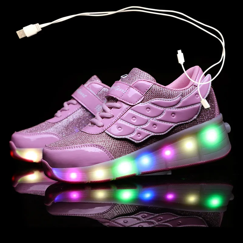 USB Charging Children Roller Skate Casual Shoes Boys Girl Automatic Jazzy LED Lighted Flashing Kids Glowing Sneakers with Wheels - Image 7