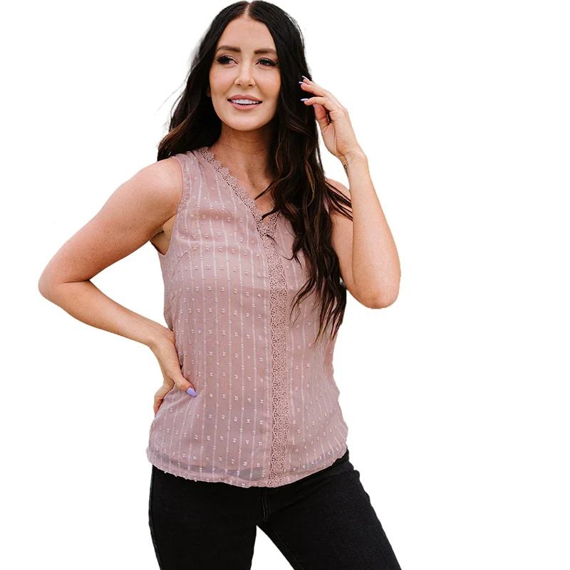 V Neck Vest Embroider Loose All-Matching Sleeveless Lace - Image 5