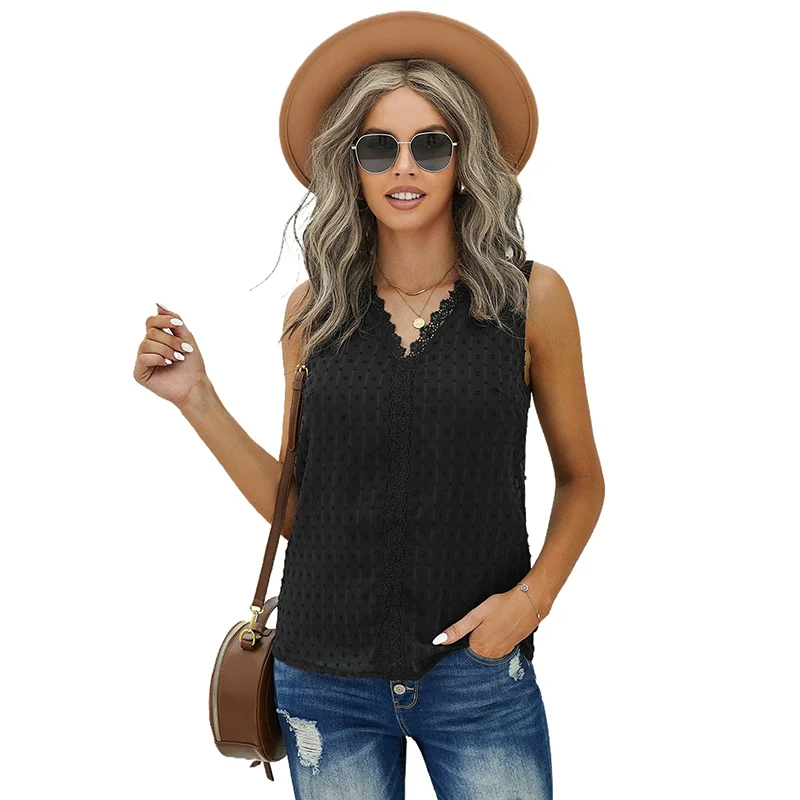 V Neck Vest Embroider Loose All-Matching Sleeveless Lace - Image 9