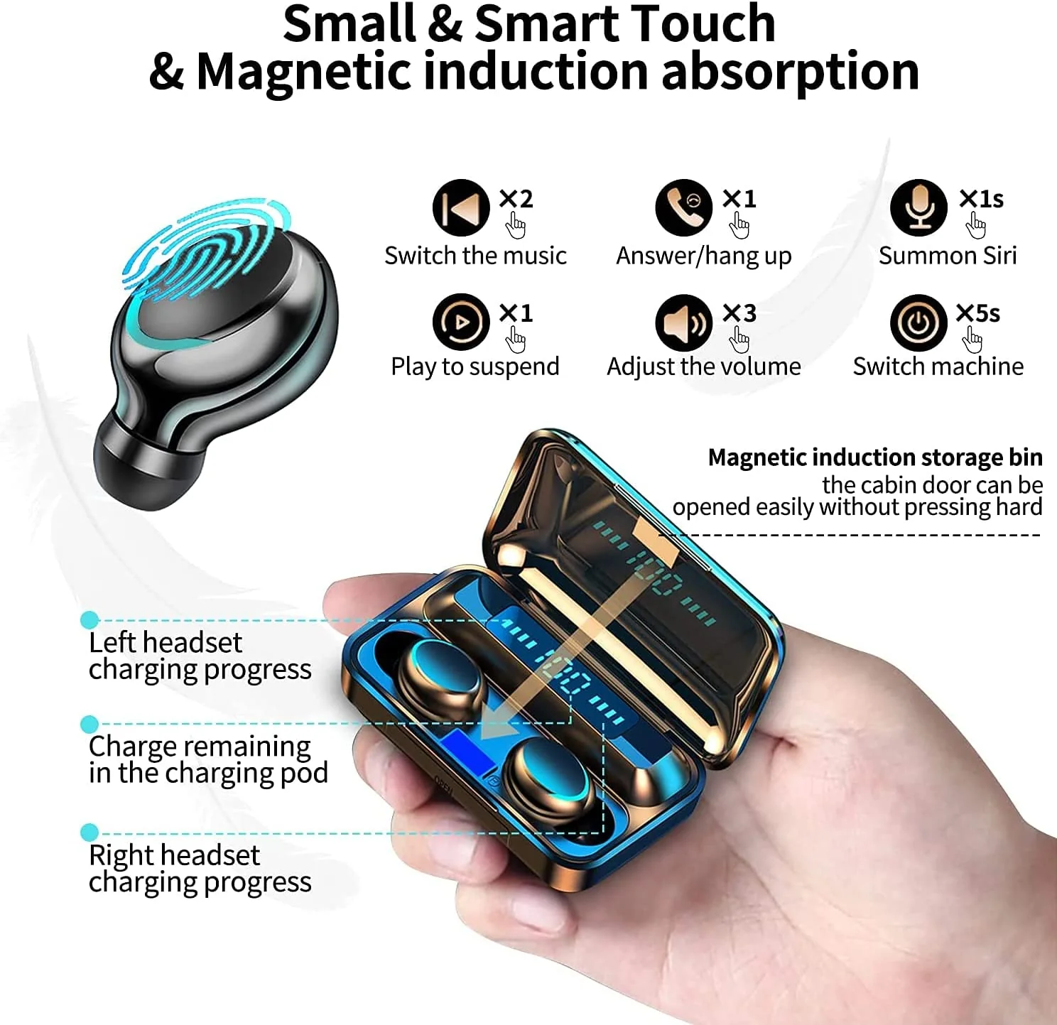 Valdus Original F9 TWS Earphones 9D Hifi Stereo Waterproof In Ear Headphone BT 5.0 LED Display Wireless Earbuds F9-5 F9-5C - Image 3