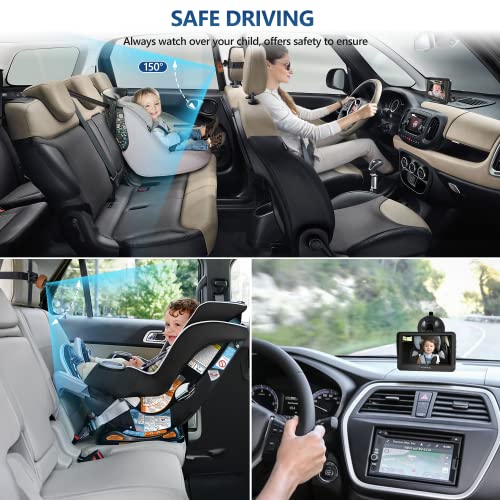 VASTEND Baby Car Camera,360° Rotation 1080P Baby Car Mirror with Night Vision & 150° Wide View Function,5 Mins Easy to Install Travel Safety Kit,With A Cute Silicone Case - Image 6