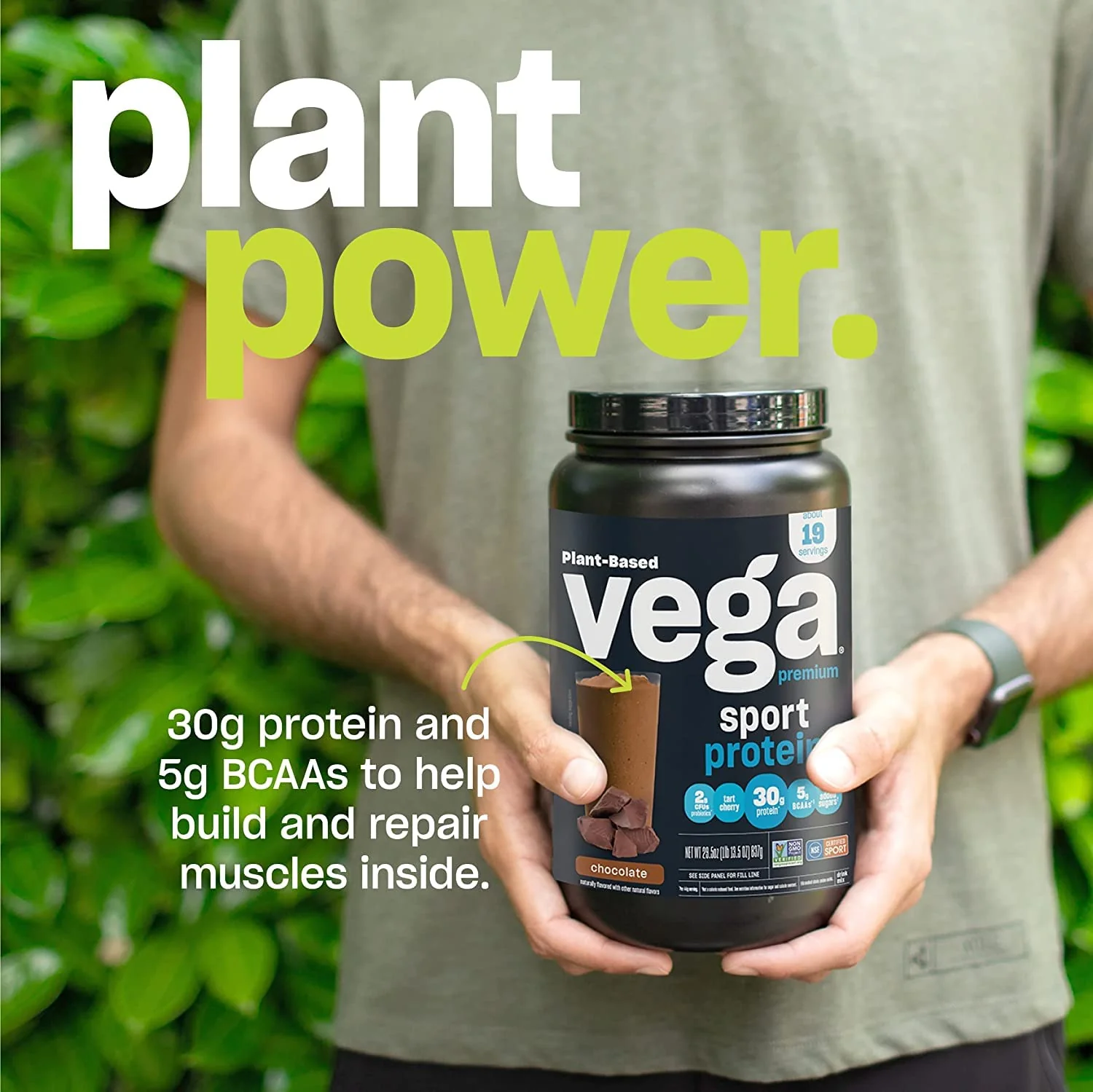 Vega Premium Sport Protein Peanut Butter Protein Powder, Vegan, Non GMO, Gluten Free Plant Based Protein Powder Drink Mix, NSF Certified for Sport, 28.7 oz - Image 4