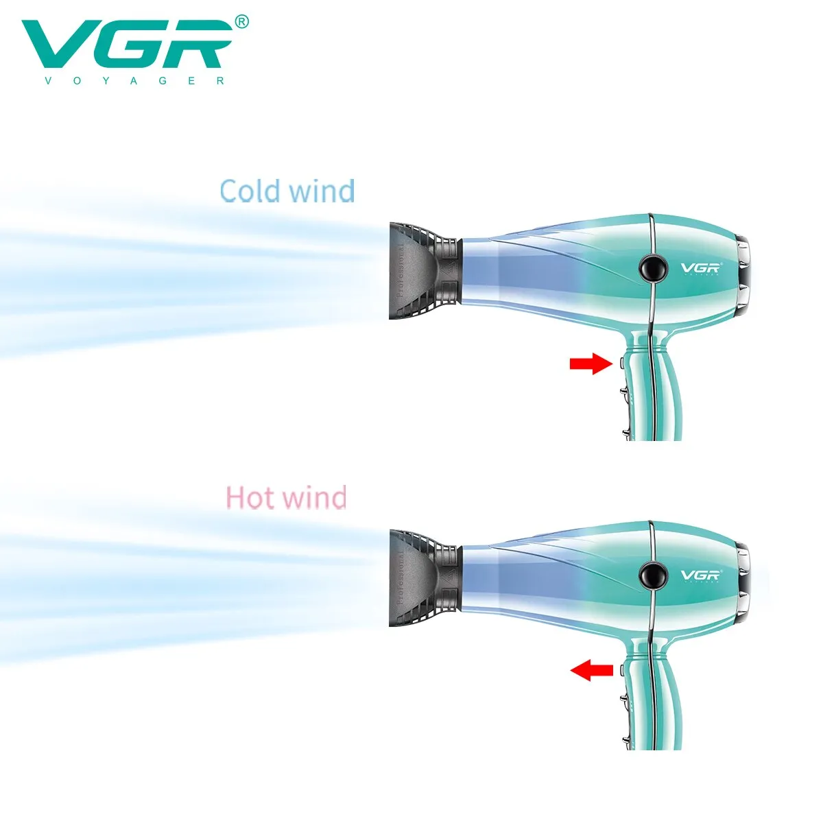 VGR Hair Dryer Professional Hair Dryer 2400W High Power Overheating Protection Strong Wind Drying Hair Care Styling Tool V-452 - Image 3