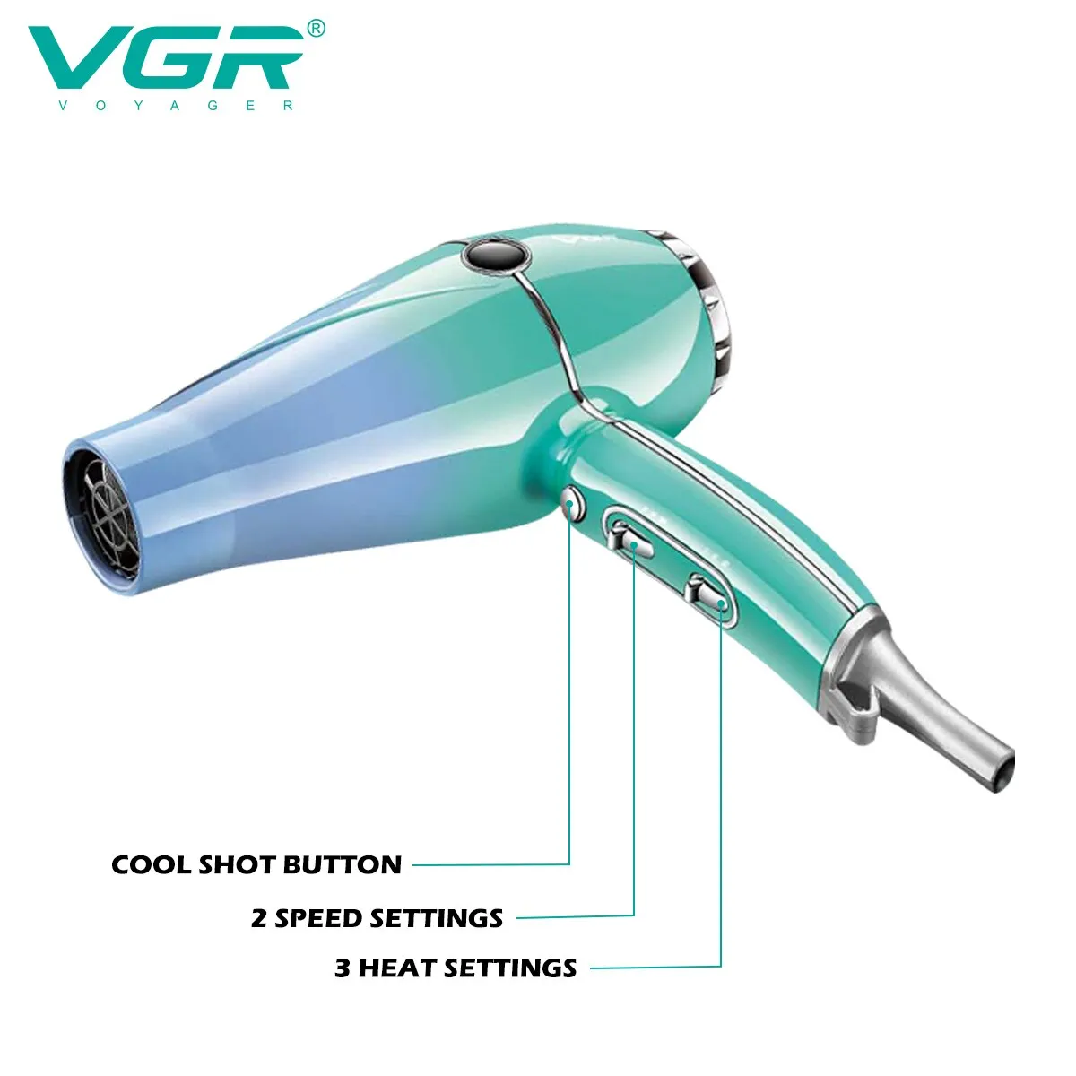 VGR Hair Dryer Professional Hair Dryer 2400W High Power Overheating Protection Strong Wind Drying Hair Care Styling Tool V-452 - Image 4