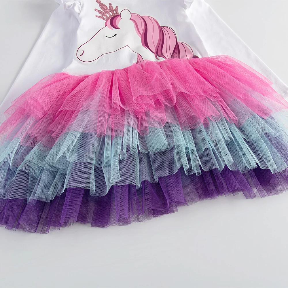 VIKITA Girls Princess Dresses Kids Cartoon Vestidos Children Autumn Dress Kids Dress for Girls Long Sleeve Unicorn Dresses - Image 7
