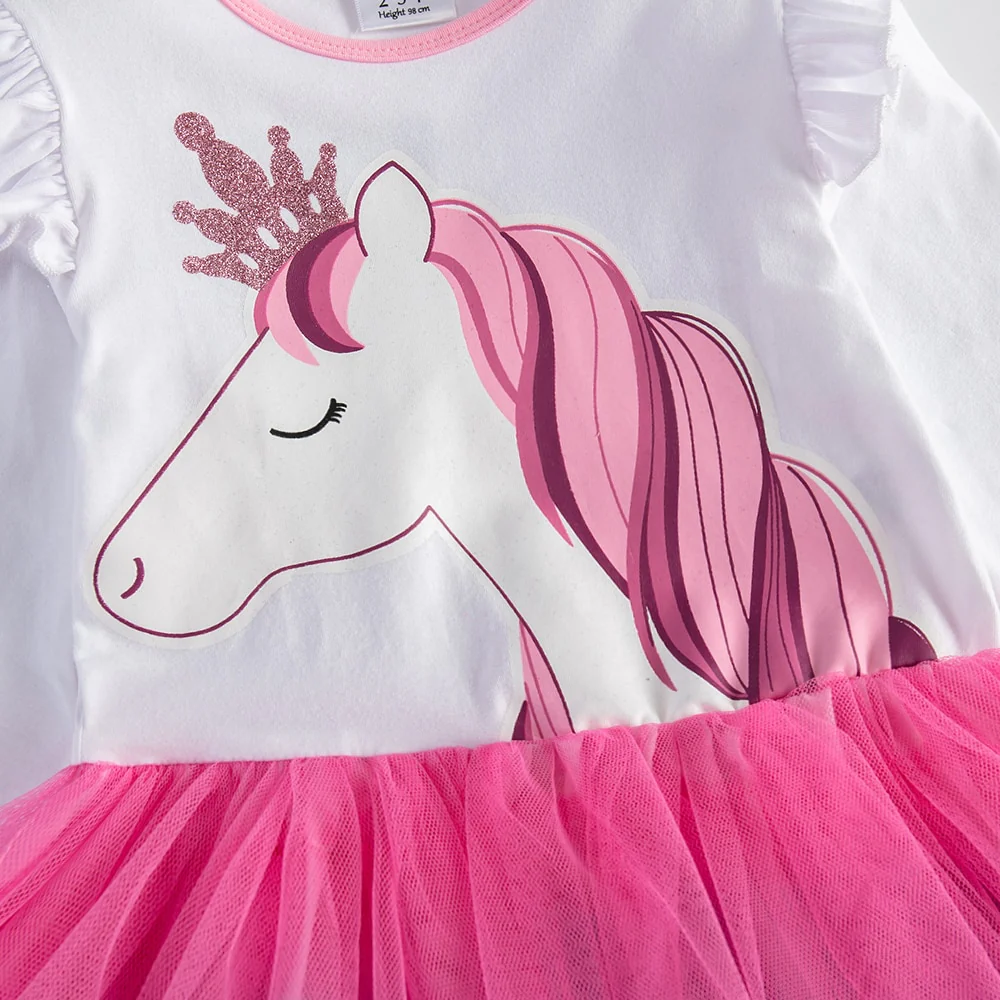 VIKITA Girls Princess Dresses Kids Cartoon Vestidos Children Autumn Dress Kids Dress for Girls Long Sleeve Unicorn Dresses - Image 8