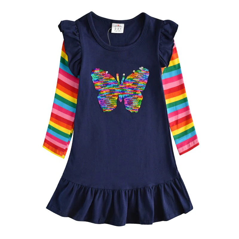 VIKITA Girls Striped Dress Kids Unicorn Dresses for Girl Clothes Toddlers Casual Cotton Dress Kids Autumn Long Sleeve Vestidos - Image 10
