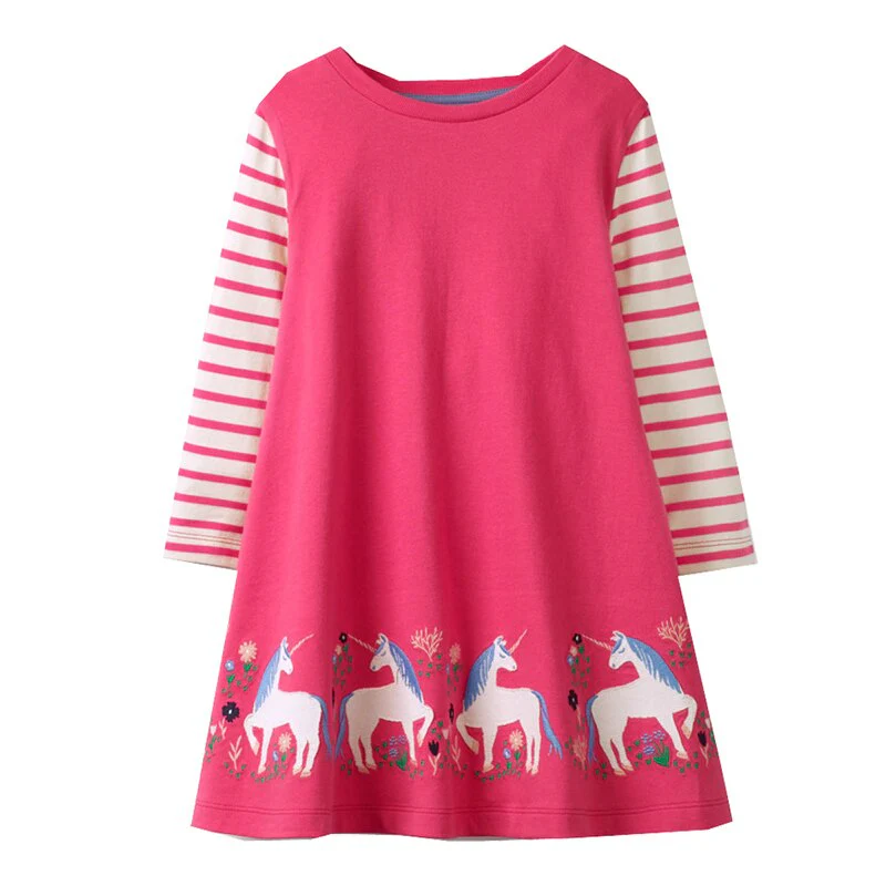 VIKITA Girls Striped Dress Kids Unicorn Dresses for Girl Clothes Toddlers Casual Cotton Dress Kids Autumn Long Sleeve Vestidos - Image 6