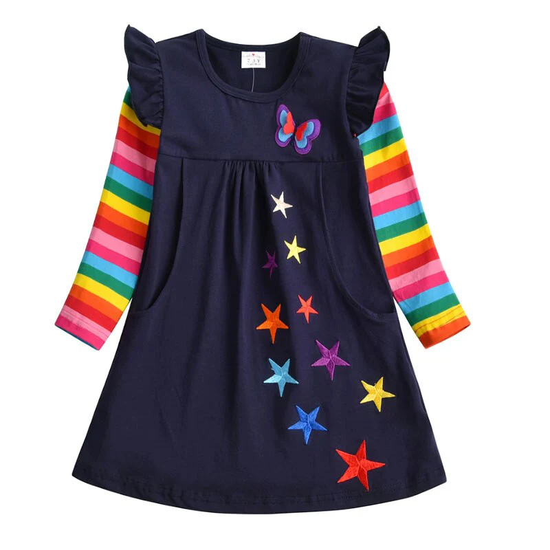 VIKITA Girls Striped Dress Kids Unicorn Dresses for Girl Clothes Toddlers Casual Cotton Dress Kids Autumn Long Sleeve Vestidos - Image 7