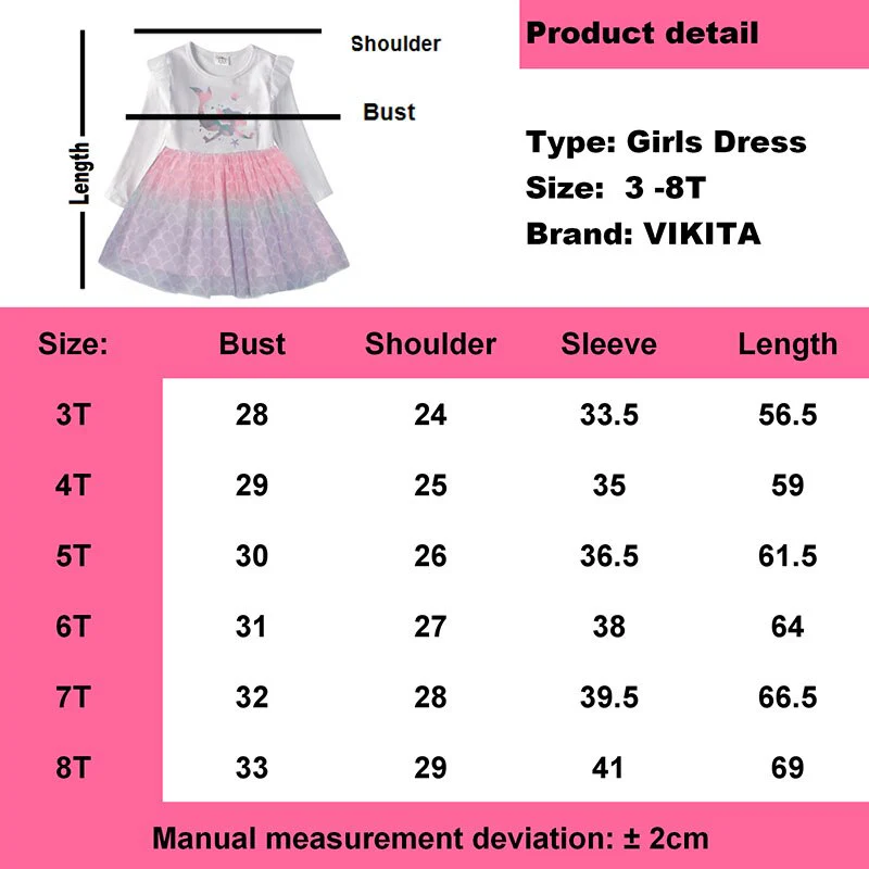 VIKITA Kids Girls Children Clothes Long Sleeve Cartoon Mermaid Princess Dress Autumn Winter Girls Princess Dress Kids Clothing - Image 11