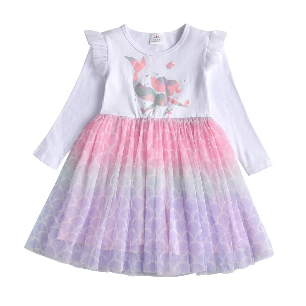 VIKITA Kids Girls Children Clothes Long Sleeve Cartoon Mermaid Princess Dress Autumn Winter Girls Princess Dress Kids Clothing - Image 15