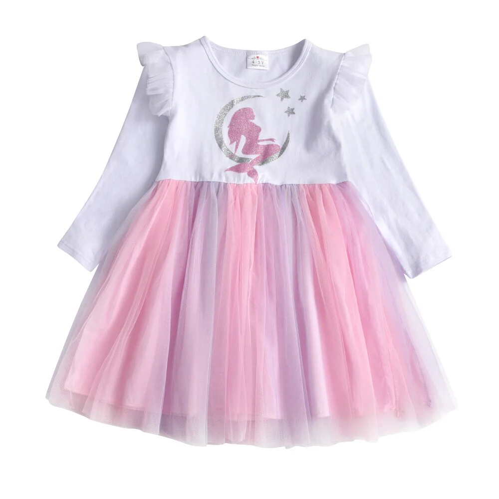 VIKITA Kids Girls Children Clothes Long Sleeve Cartoon Mermaid Princess Dress Autumn Winter Girls Princess Dress Kids Clothing - Image 2
