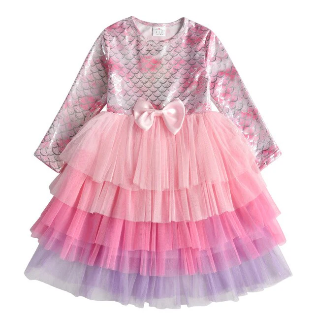 VIKITA Kids Girls Children Clothes Long Sleeve Cartoon Mermaid Princess Dress Autumn Winter Girls Princess Dress Kids Clothing - Image 5