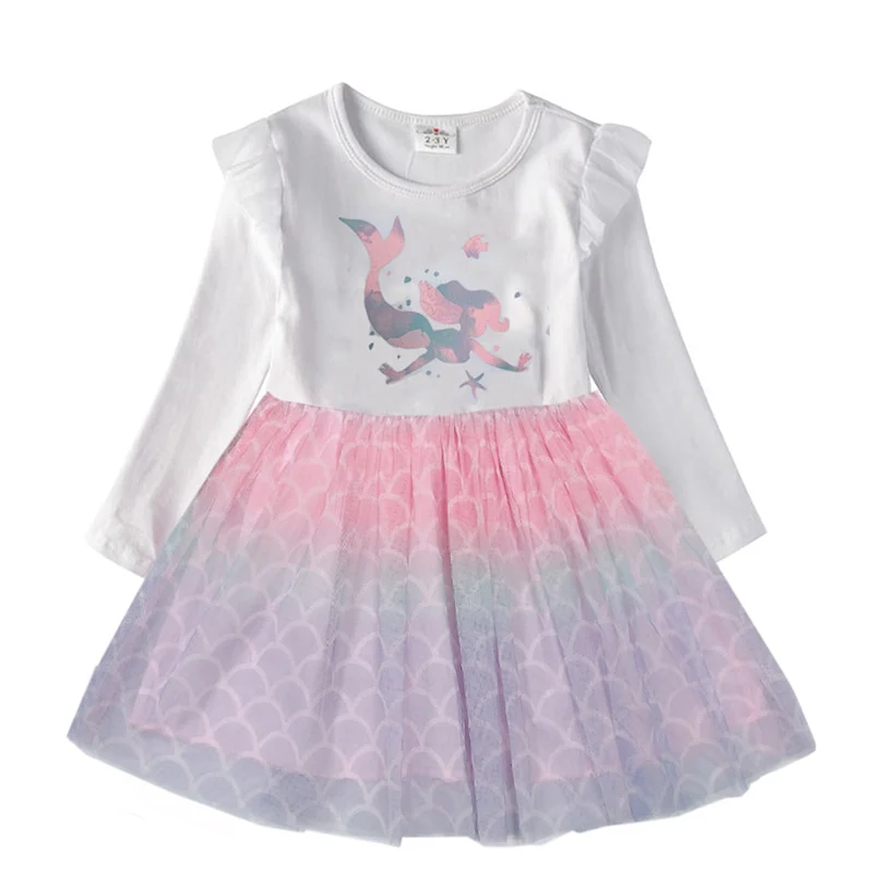 VIKITA Kids Girls Children Clothes Long Sleeve Cartoon Mermaid Princess Dress Autumn Winter Girls Princess Dress Kids Clothing - Image 7