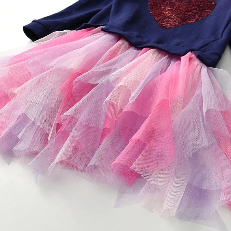 VIKITA Kids Heart Dresses Children Autumn Long Sleeve Vestidos Kids Casual Dress Toddler Mesh Tulle Dresses Children Clothing - Image 17